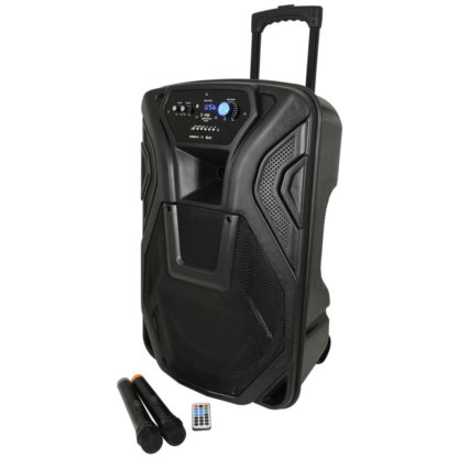 QTX BUSKER-15 100w portable PA with wireless microphones, MP3 & Bluetooth