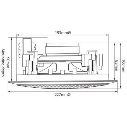 Adastra CC6V 6 ½" 20w 100v line or 8 ohm ceiling speaker