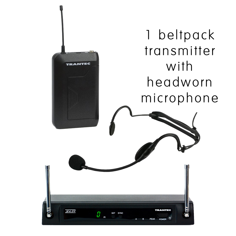 Trantec S4.04-SX UHF headset wireless microphone system