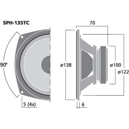 SPH-135TC 5 ½" 2 x 30w RMS hi-fi bass-midrange speaker