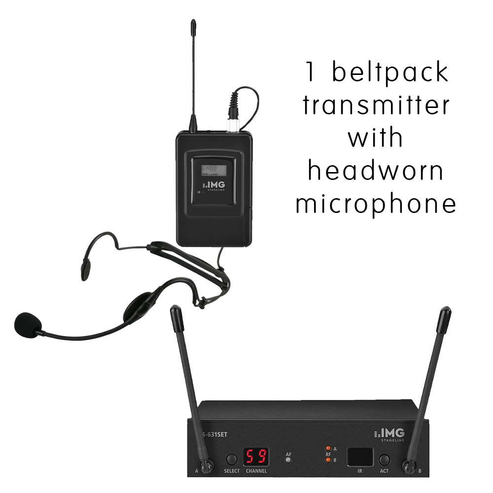 IMG Stageline TXS-631SX UHF bodyworn wireless microphone system with headmic