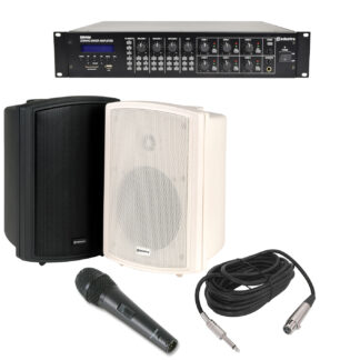 BAR-4Z-160 4 zone bar & pub sound system with black or white speakers