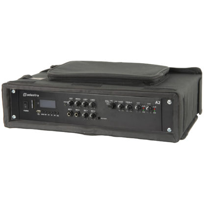 Adastra A2 2 x 200w 2 zone mixer amplifier in Chord RACKBAG2U 2U 19" rack case