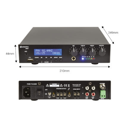 Adastra UM30 30w 100v line and 8 Ohm mixer amplifier
