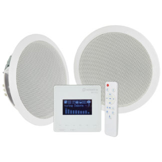Adastra WA-215 in-wall Bluetooth amplifier supplied separately or as a system with two white ceiling or cabinet speakers