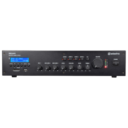 Adastra RM360S 360w 5 channel 100v line mixer amps with Bluetooth, MP3 and FM media player