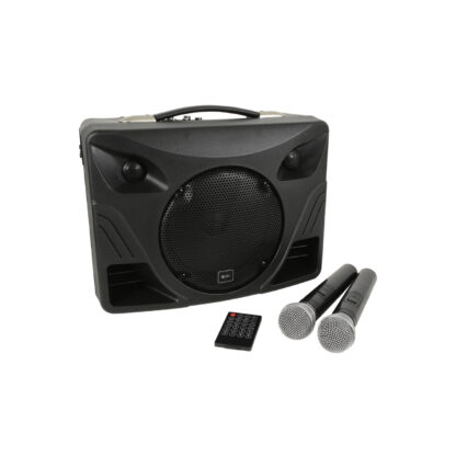 QTX DELTA-50 portable PA system with Bluetooth and handheld wireless microphones