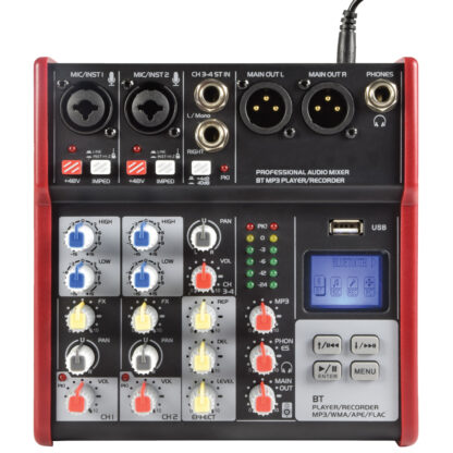 Citronic CSM-4 2 mono, 1 stereo input mixer with USB & Bluetooth