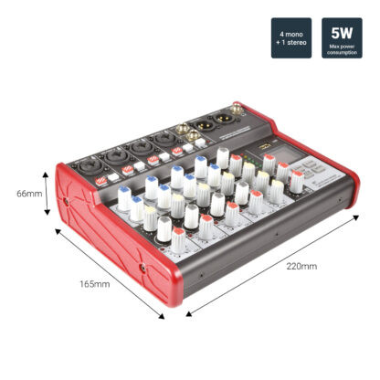 Citronic CSM-6 4 mono, 1 stereo input mixer with USB & Bluetooth