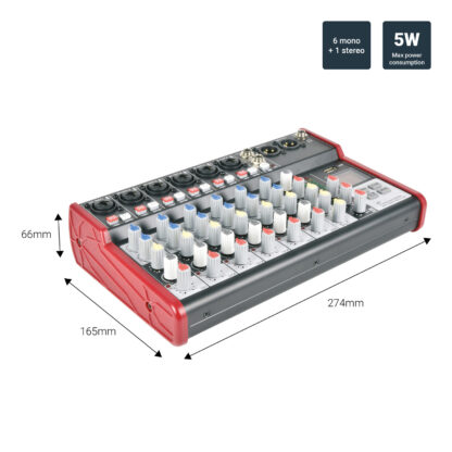 Citronic CSM-8 6 mono, 1 stereo input mixer with USB & Bluetooth