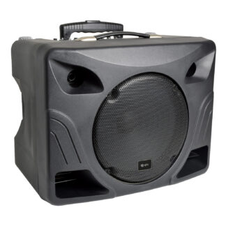 QTX DELTA-200 portable PA system with Bluetooth and handheld wireless microphones