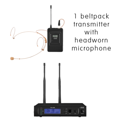Complete IMG Stageline TXS-606HSE/SET channel 46-48 bodyworn wireless microphone system with headworn microphone