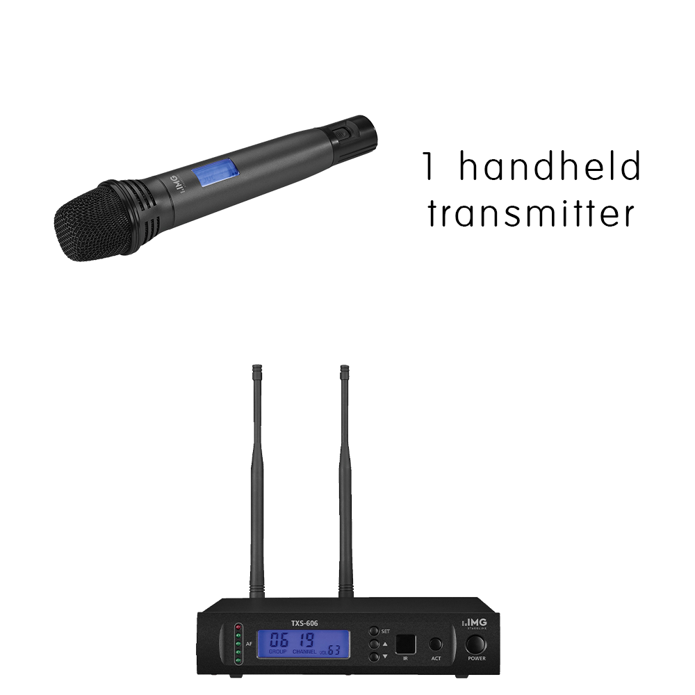 Complete IMG Stageline TXS-606HT/SET channel 46-48 bodyworn wireless microphone system with handheld microphone