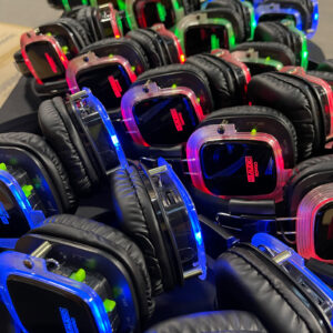 W Audio SDPRO silent disco headphones on channel 70