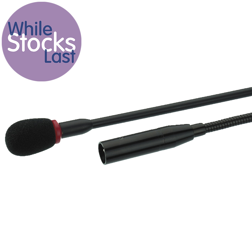 Monacor EMG-600P electret gooseneck microphone with red lighting ring