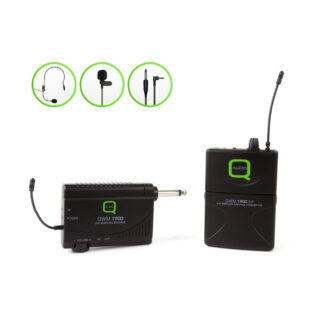 Q Audio QWM 1900 BP channel 70 UHF beltpack wireless microphone system with headworn microphone and clothing-clip microphone