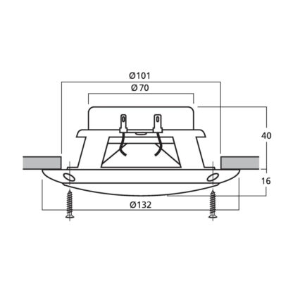 Monacor SPE-110P low impedance IP65 rated weatherproof flush-mount ceiling speaker