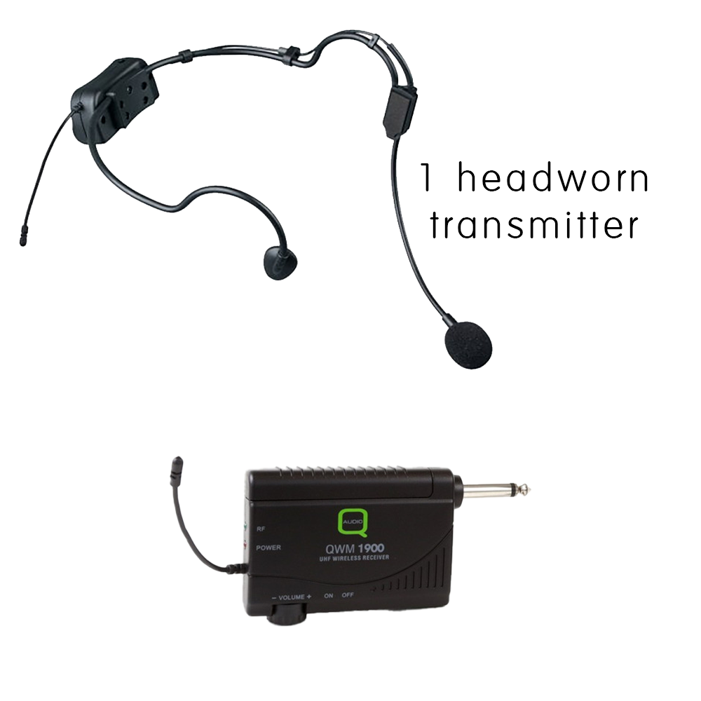 Q Audio QWM 1900 HS channel 70 UHF headworn wireless microphone system
