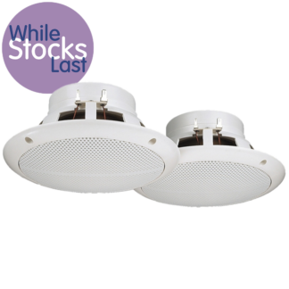 Monacor CRB-165/WS pair of white flush-mount marine ceiling speakers