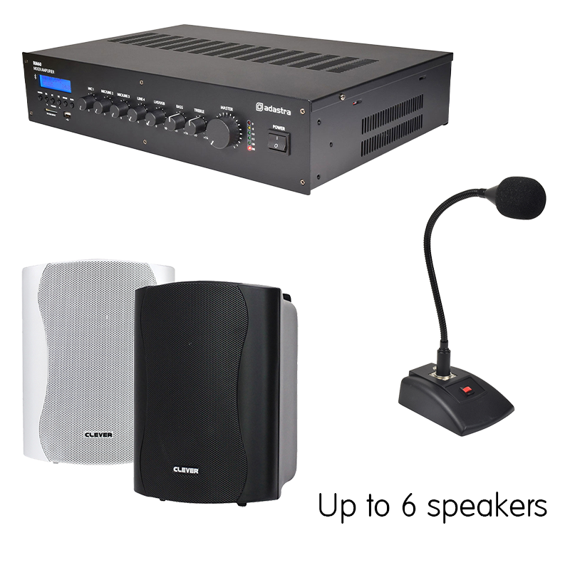 IND-60 series indoor PA sound systems with up to 6 cabinet speakers