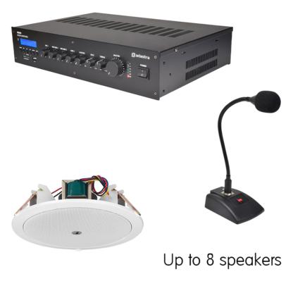 IND-60 series indoor PA sound systems with up to 8 ceiling speakers