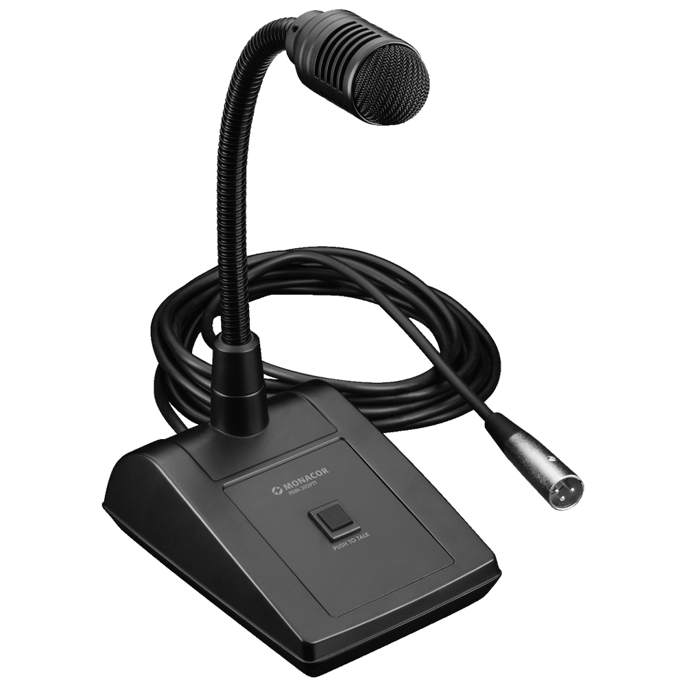 Monacor PDM-302PTT push-to-talk desk paging microphone