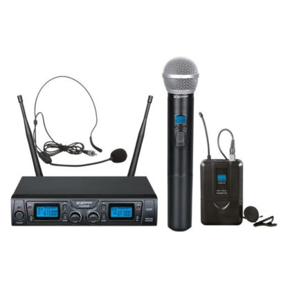 ZZiPP TXZZ622 double UHF 16 channel radio set complete with bodypack transmitter, headset mic and handheld mic