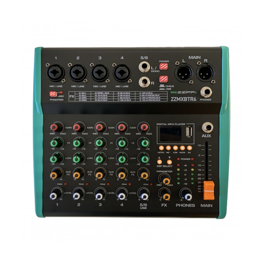 ZZiPP ZZMXBTR6 4-channel mixer with DSP effects and bluetooth