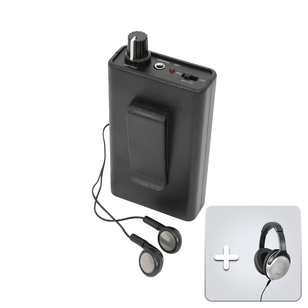 Adastra LR2 induction loop receiver with headphones and earphones