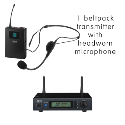 IMG Stageline TXS-900 single UHF multifrequency wireless microphone receiver with TXS-900HSE bodyworn transmitter and headworn microphone