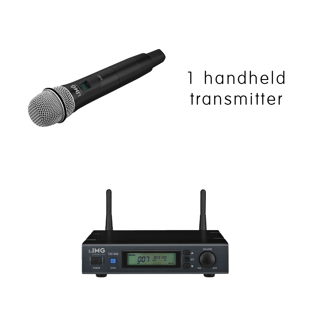 IMG Stageline TXS-900 single UHF multifrequency wireless microphone receiver with TXS-900HT handheld transmitter