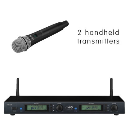 IMG Stageline TXS-920 single UHF multifrequency wireless microphone receiver with 2 x TXS-900HT handheld transmitter