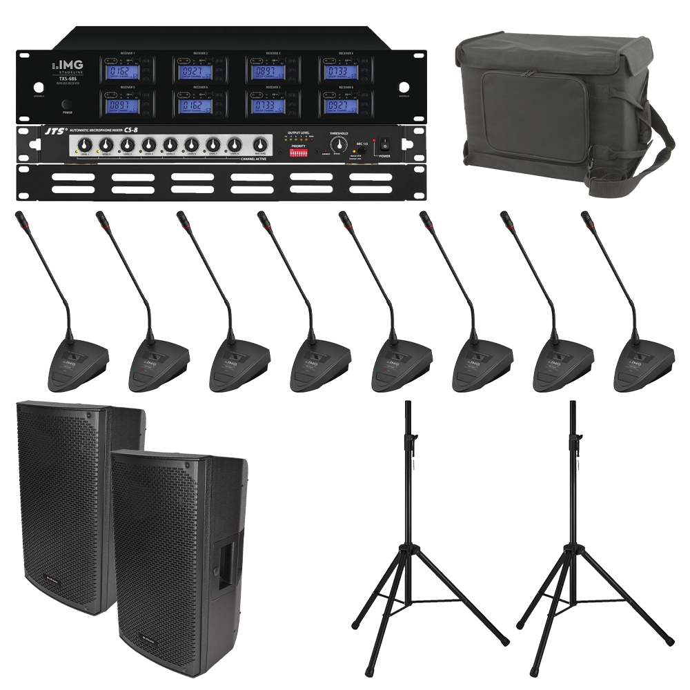 Complete CCS-1 wireless microphone conference system with automatic mixer and two active speakers