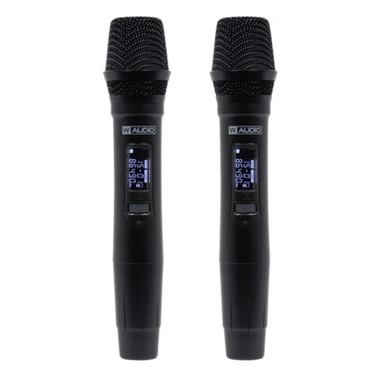 W Audio DM 800H twin handheld wireless microphone system on Ch 70 (863-865 MHz)
