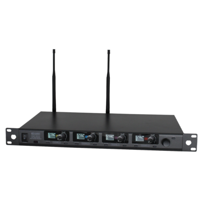 W Audio DQM 800H four way diversity wireless microphone receiver on Ch 65 (823-832MHz) and Ch 70 (863-865 MHz)