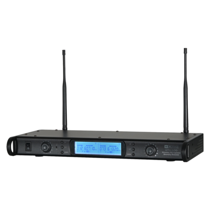 W Audio DTM 600 V2 twin diversity wireless microphone system on Ch. 38 (606-614 MHz) – with V2 software