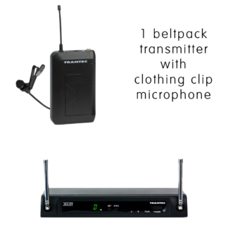 Trantec S4.04-L wireless microphone system with beltpack transmitter and clothing clip microphone