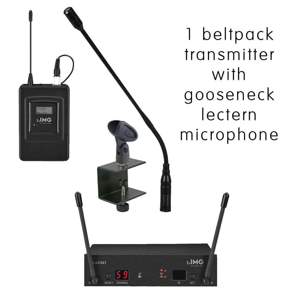 IMG Stageline TXS-631/WPM wireless microphone system with beltpack transmitter and gooseneck lectern microphone