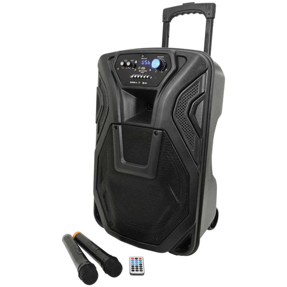 QTX BUSKER-12 80w portable PA with wireless microphones, MP3 & Bluetooth