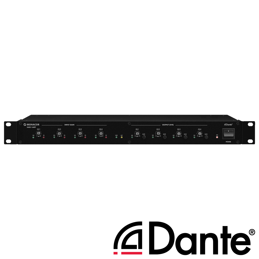 Monacor DADC-144DT Dante® 4 input, 4 output transceiver