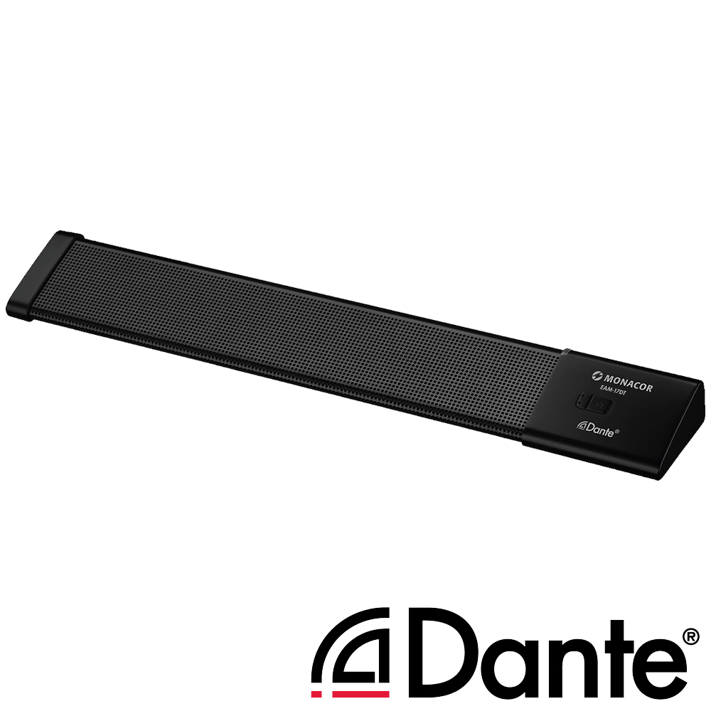 Monacor EAM-17DT push-to-talk PA desktop microphone with integrated Dante® module