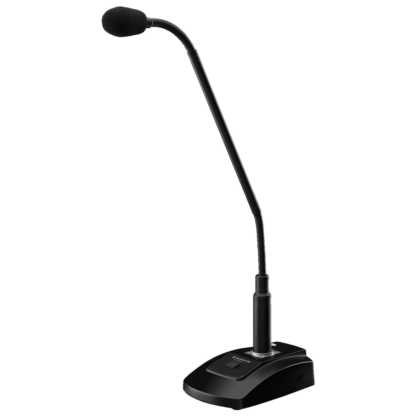 Monacor ECM-300DT push-to-talk PA desktop gooseneck microphone with integrated Dante® module