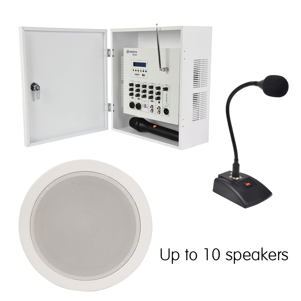 IND-WALL120 series indoor 100v line public address sound, paging and background music systems are for supermarkets, mini marts or stores, workshops, schools and offices