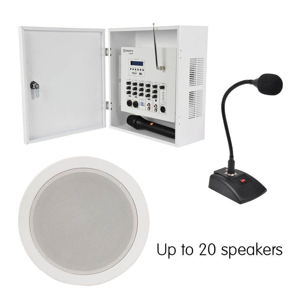 IND-WALL240 series indoor 100v line public address sound, paging and background music systems are for supermarkets, mini marts or stores, workshops, schools and offices