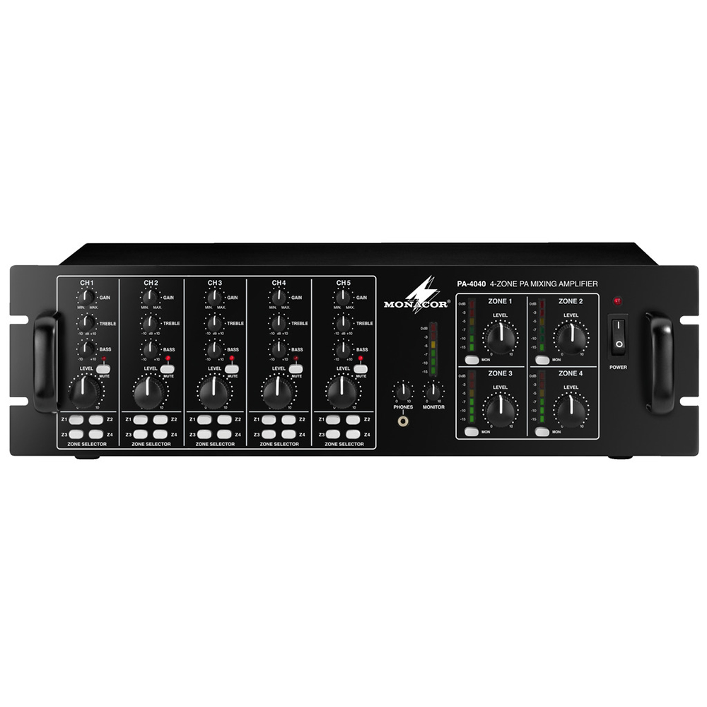 Monacor PA-4040MPX 5 input 4 zone mixer
