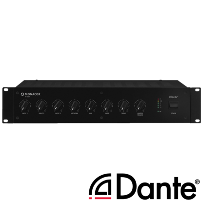 Monacor PA-900DT 120w mixer amplifier with integrated Dante® module