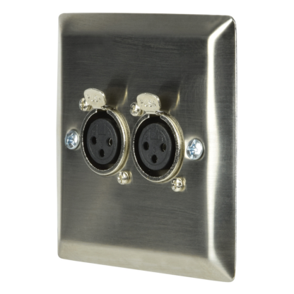 123.317 twin XLR-F female sockets on single gang wallplate