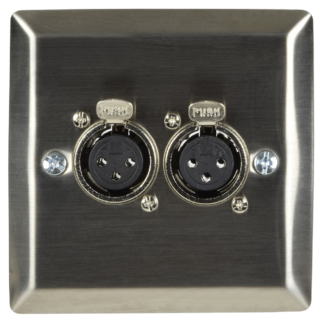 123.317 twin XLR-F female sockets on single gang wallplate