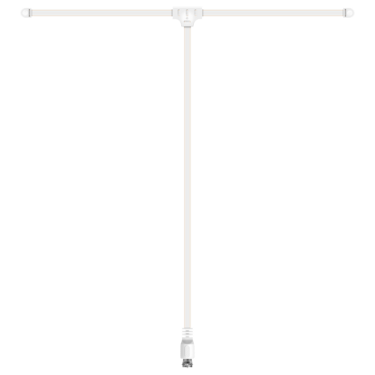 A008C indoor ribbon dipole DAB / FM aerial. Flat twin cable formed into a traditional T pattern