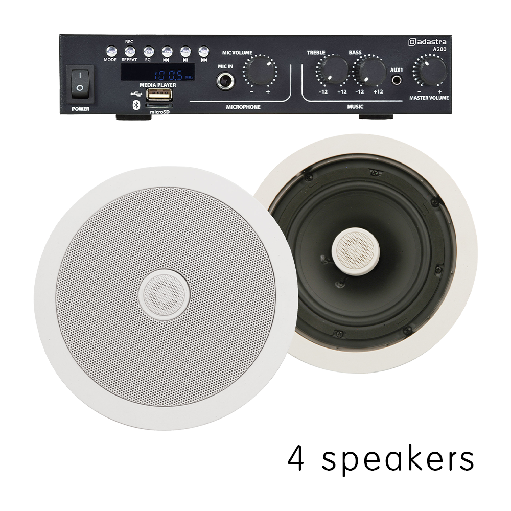 BGM-50 35+35w Bluetooth stereo background music system with white ceiling speakers